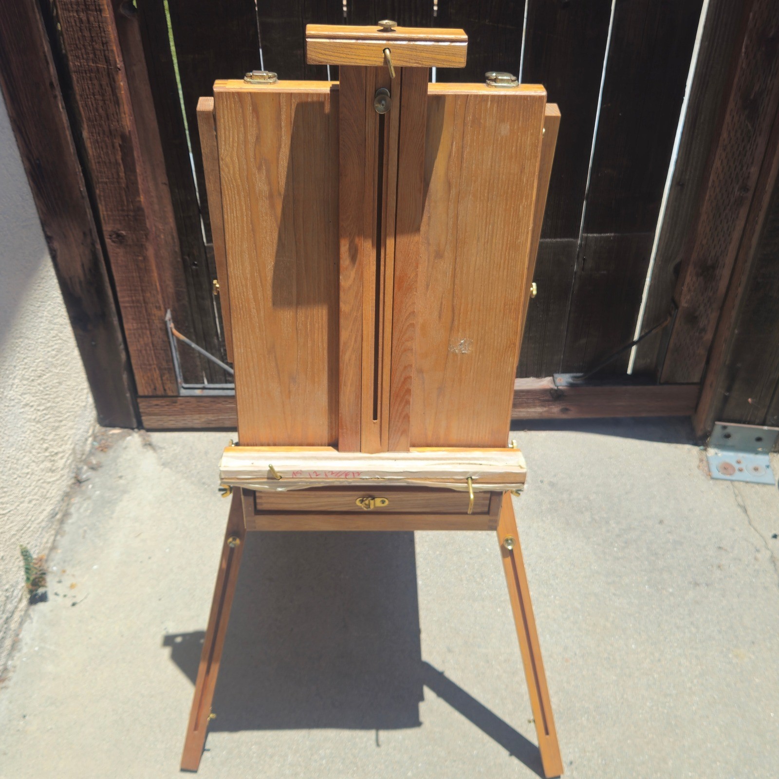 Monet French Style Folding Wood Easel Unisex Adjustable Natural Plein Air Box