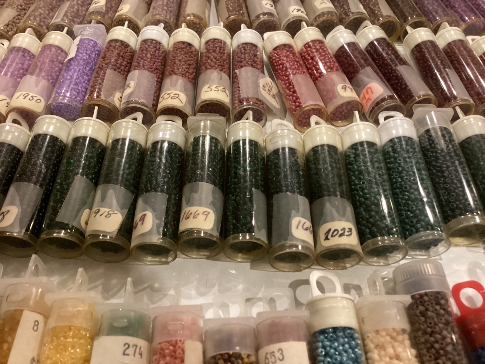 Bulk Vintage Craft Glass Seed Bead Lot 100 Tubes Multiple Colors New Old Stock