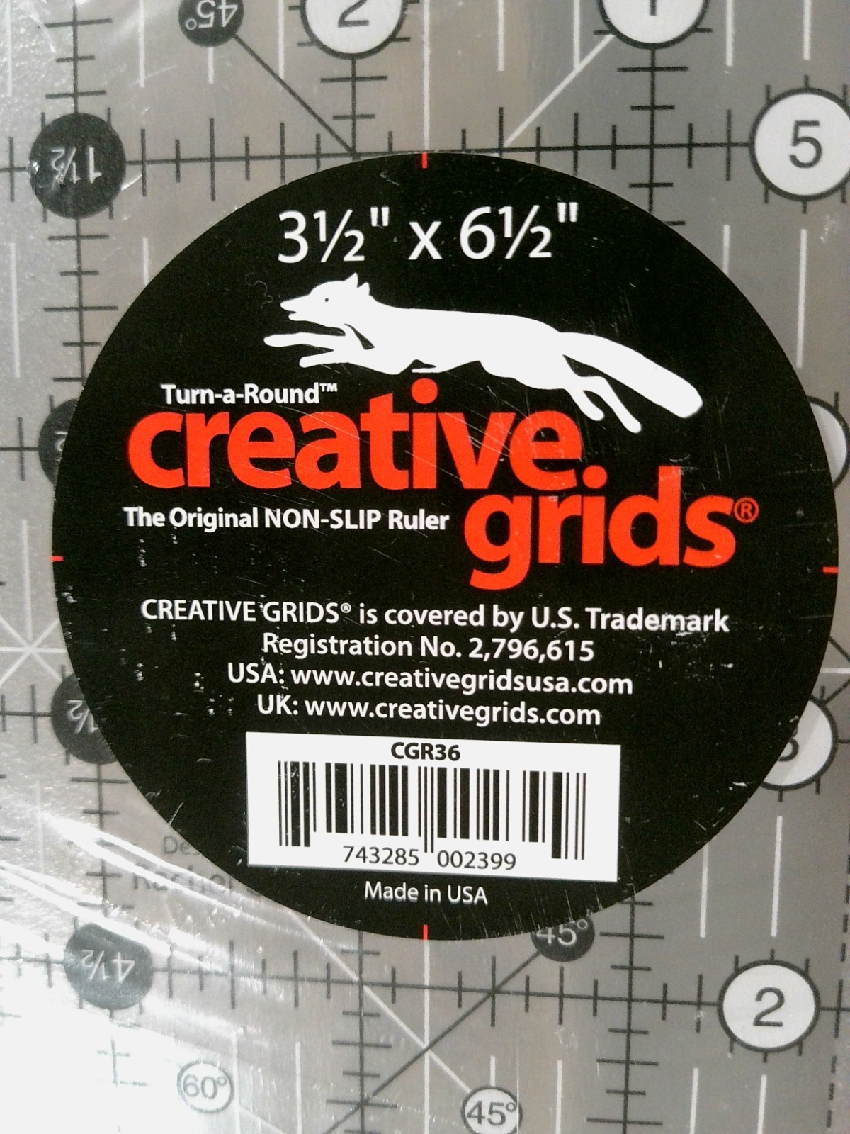 Creative Grids 3.5 x 6.5 Inch Turn-A-Round Quilting Ruler CGR36