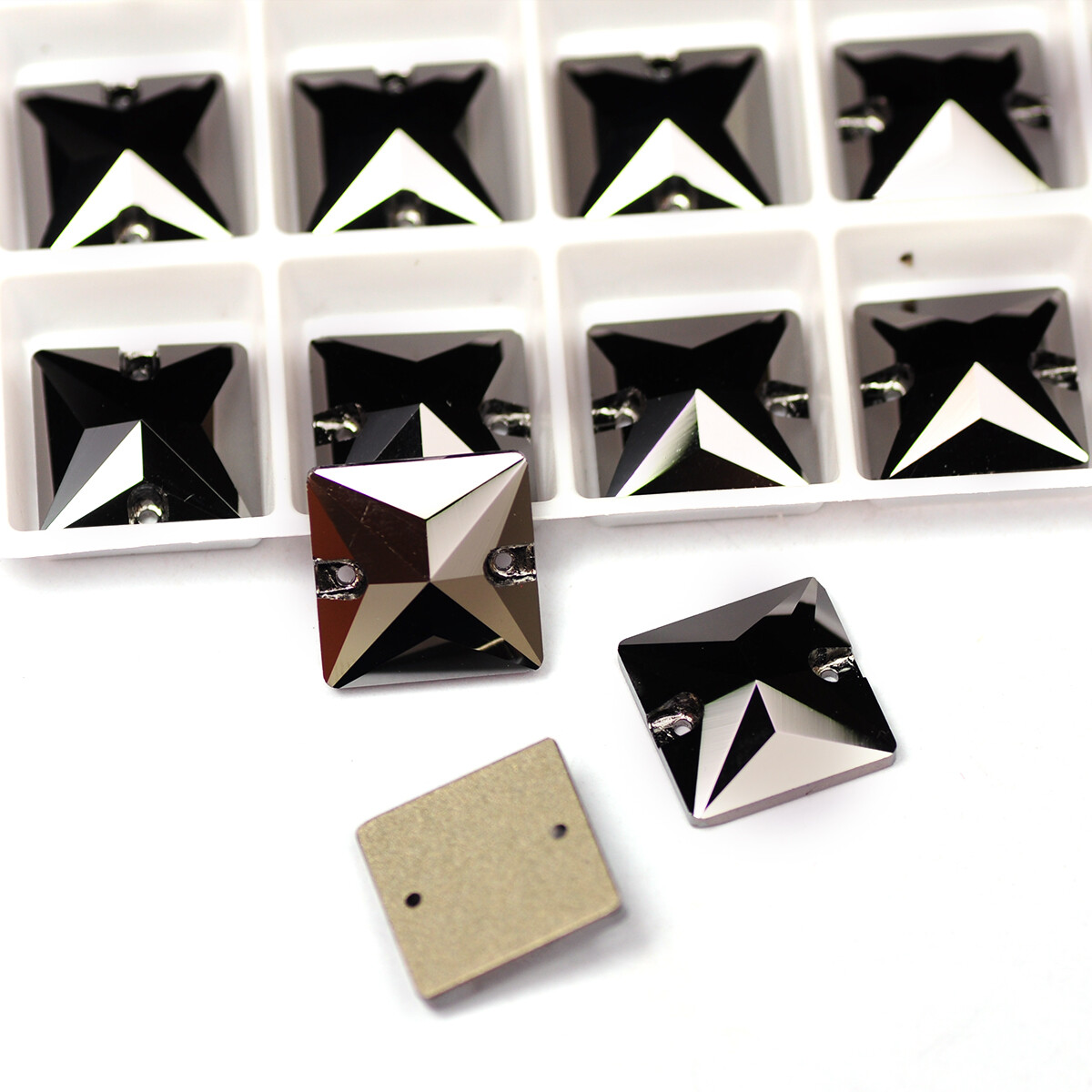 Square colorful Sew On Stone Crystal Glass Rhinestones Sewing On For Jewellery
