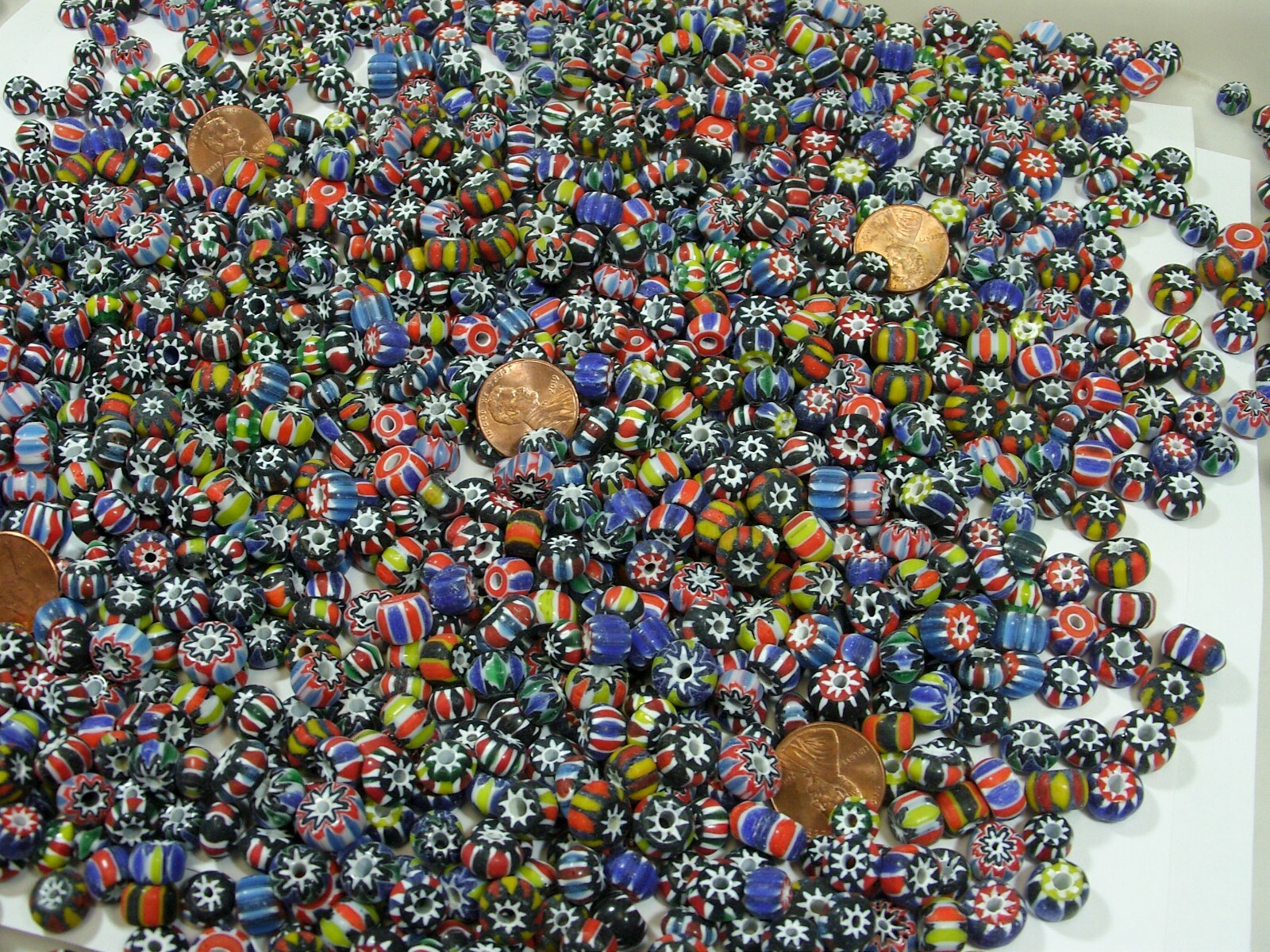 2 Pounds Assorted India Handmade Chevron Glass Spacer Beads Bulk Lot (PMP-21)