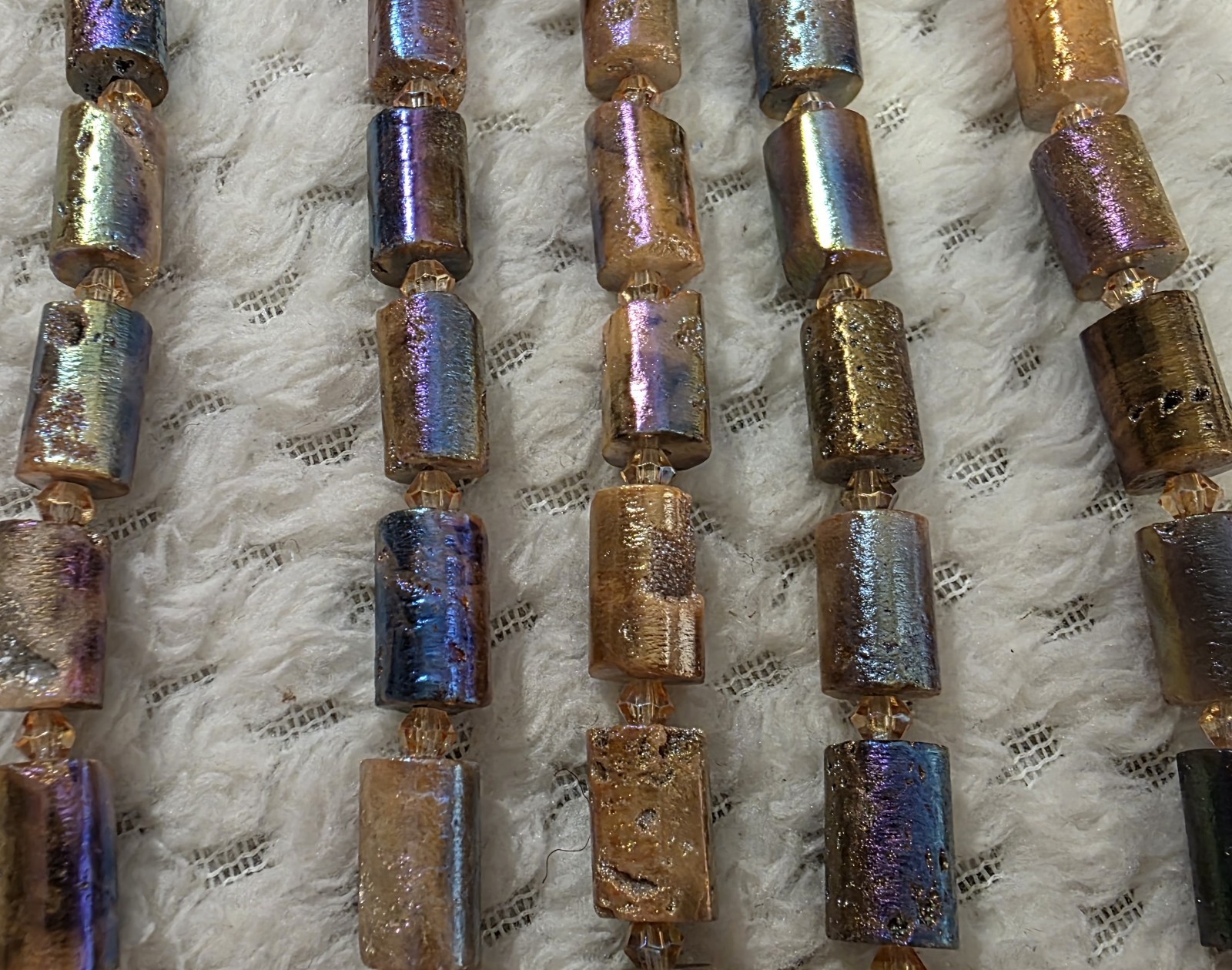 Jewelry Making Beads HUGE NEW LOT 5 Strands Shimmering Agate Tubes Color Gallery