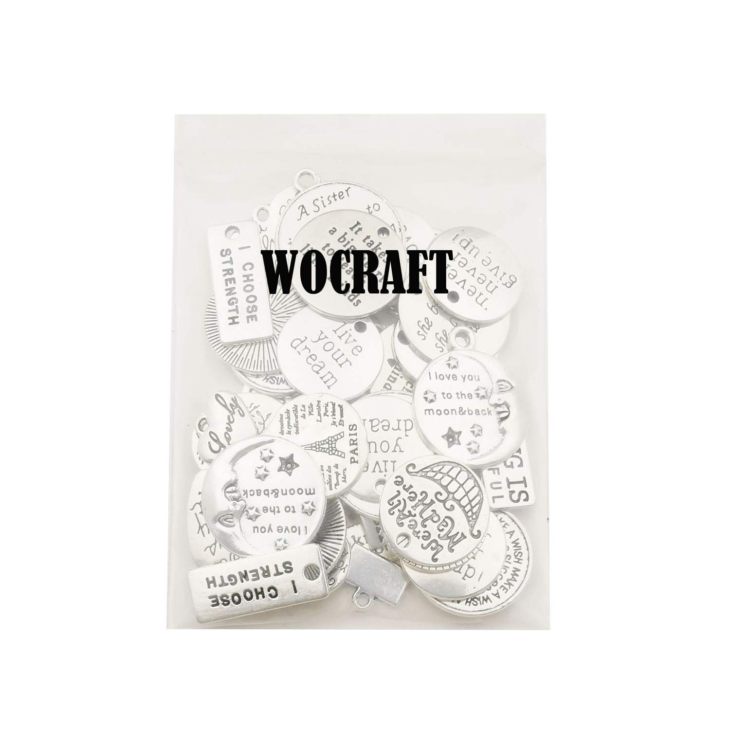 40pcs Inspiration Words Charms Craft Supplies Beads Charms Pendants for Jewel…