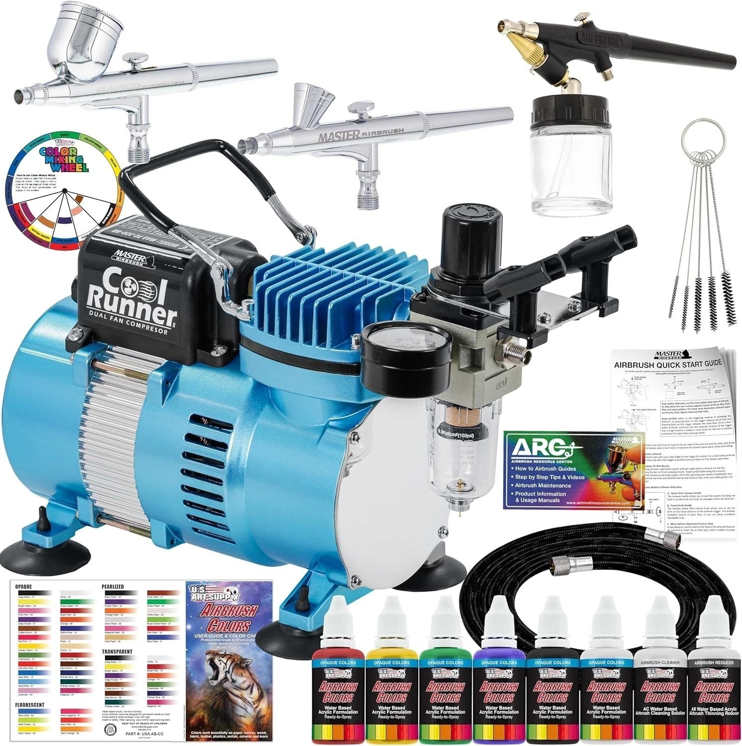 Complete Cool Runner II Air Brush Kit: Precision Airbrushes & Paint Set Included