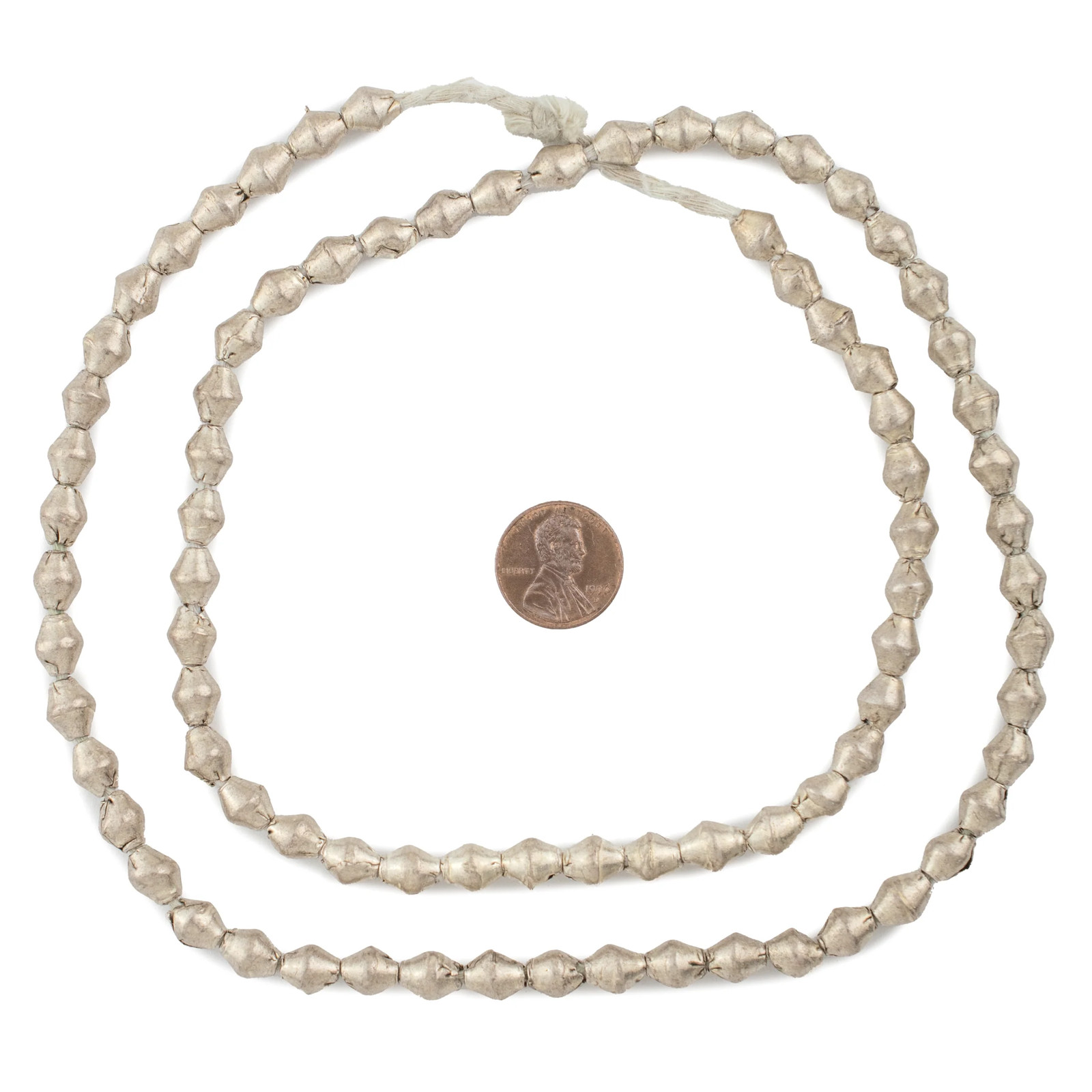 Ethiopian White Metal Bicone Beads 8x7mm African Silver Large Hole Handmade