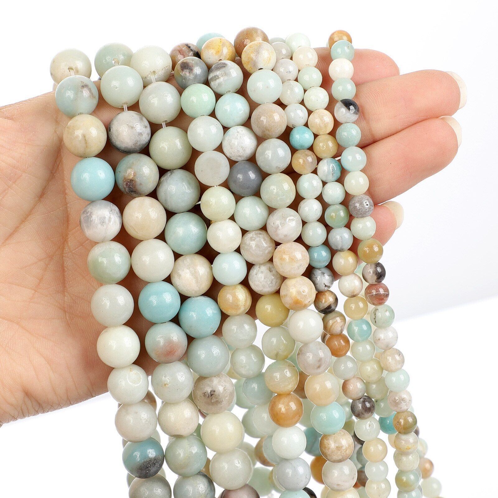 Natural-Gemstone Round Spacer Loose Beads Jewelry Making 4mm 6mm 8mm 10mm 12mm