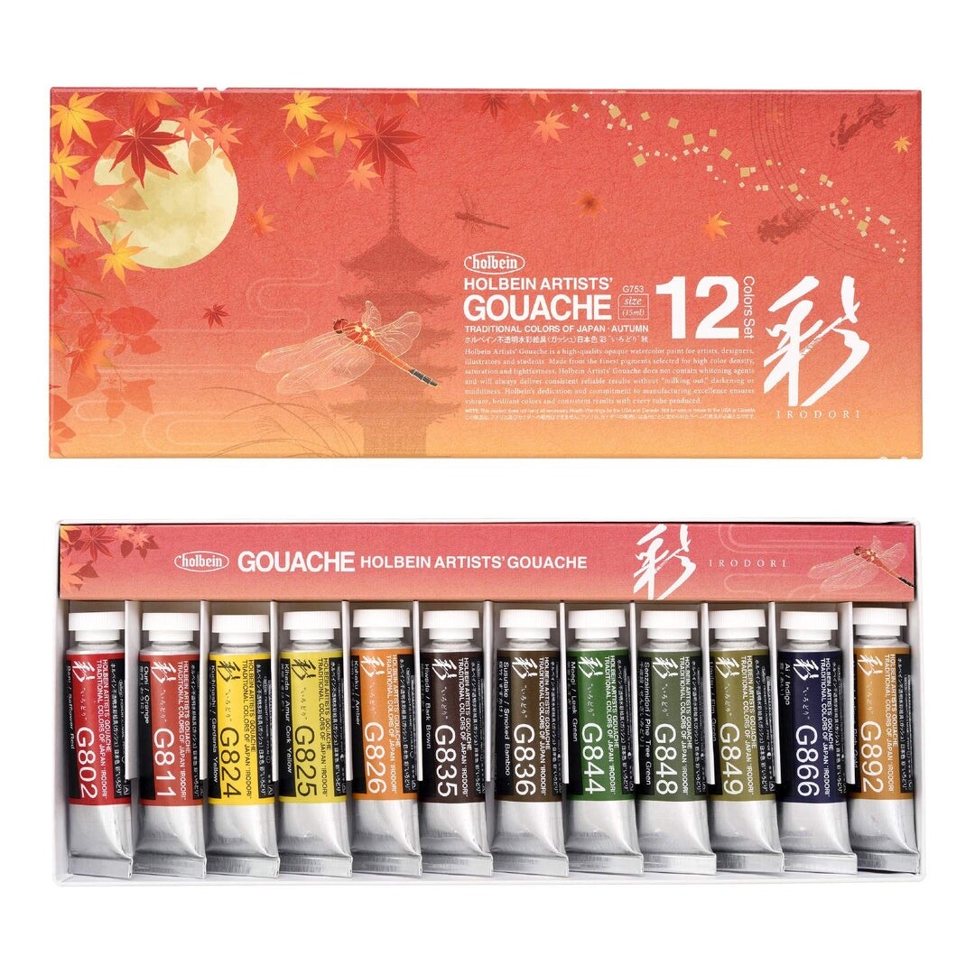 Holbein Artist Gouache Set of 12 Traditional Colors of Japan (15ml) Four Seasons