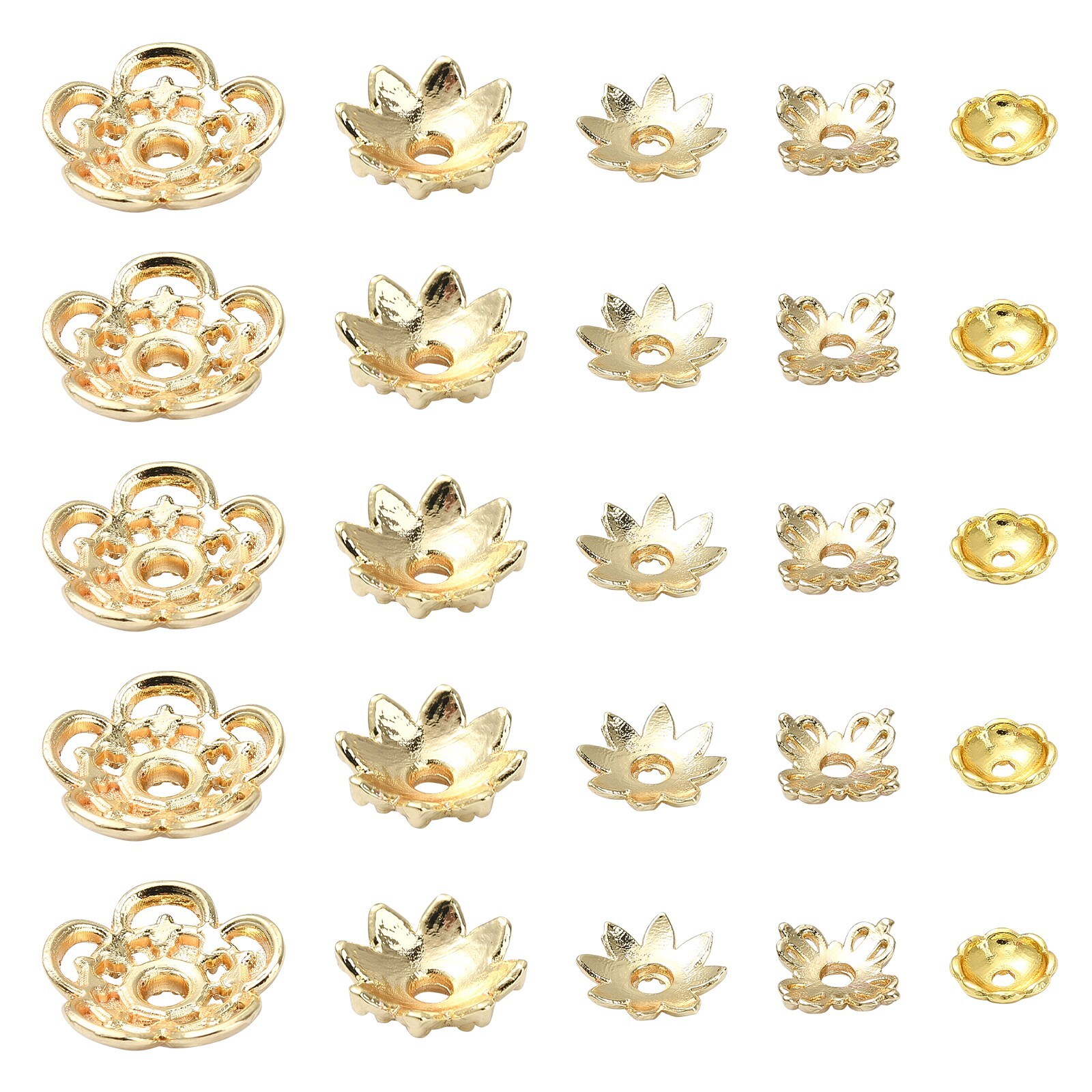 50x Alloy Golden Flower Bead End Caps Spacer Beads for DIY Jewelry Making