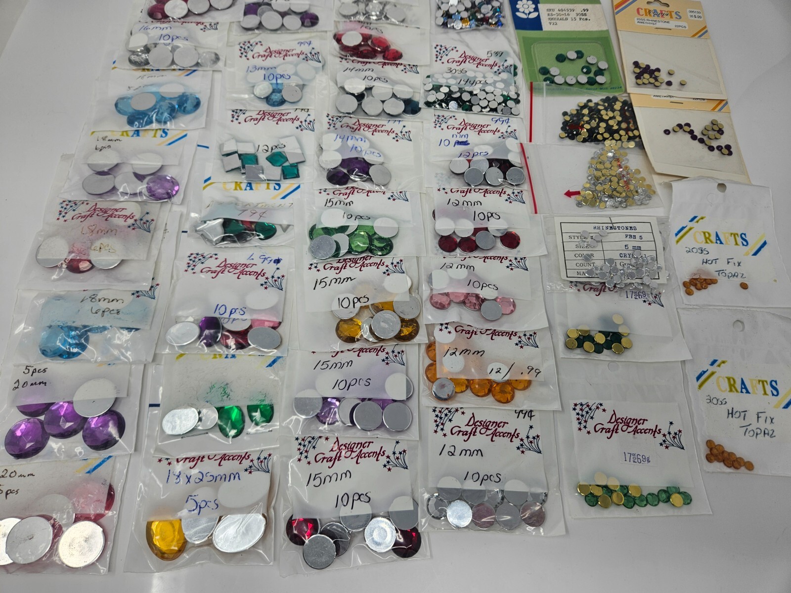 Lot of 40 Packs Assorted Vintage Glue-On Jewels Rhinestones Sewing Crafts