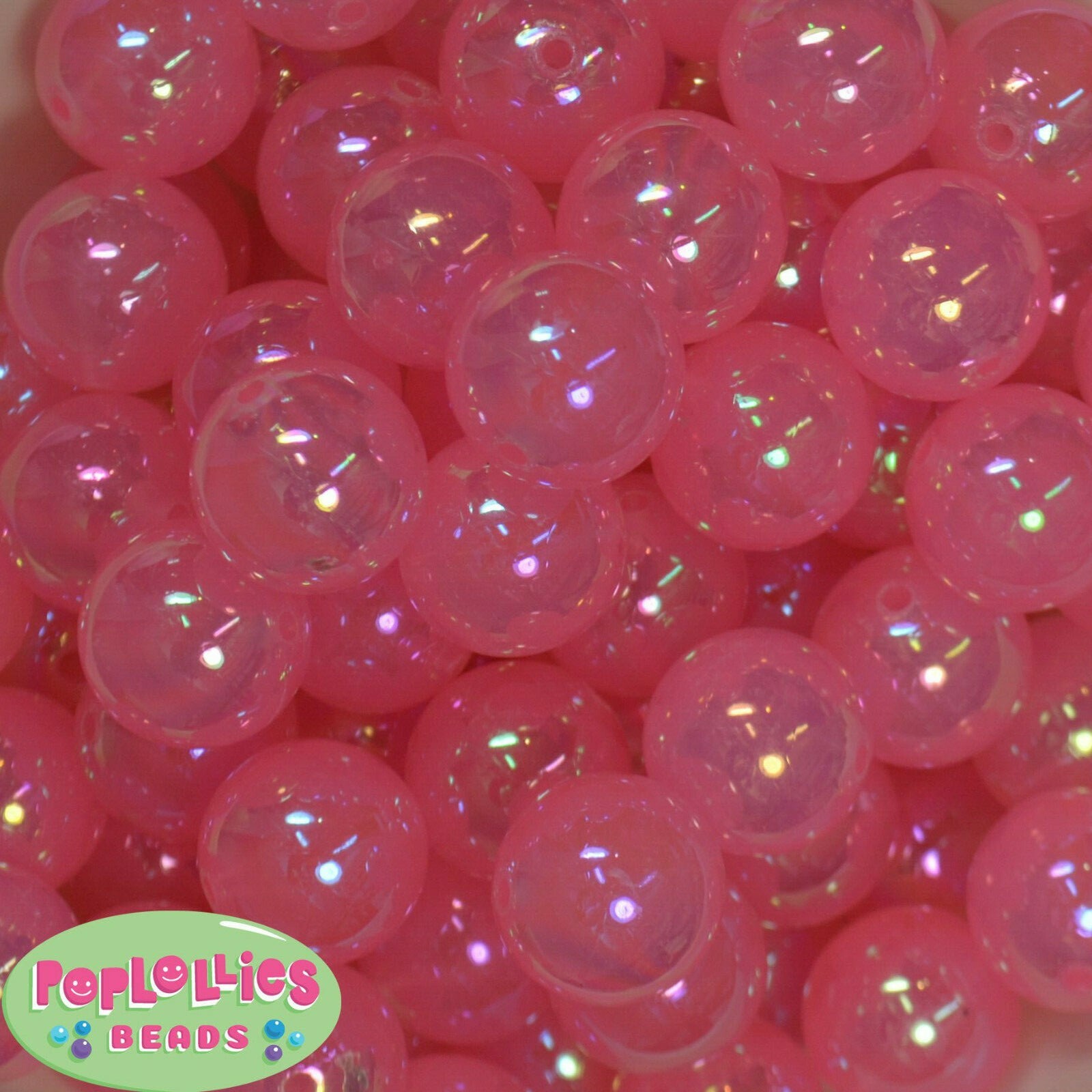 20mm Pink AB Finish Acrylic Bubble Bubblegum Beads Lot 20 pc Chunky