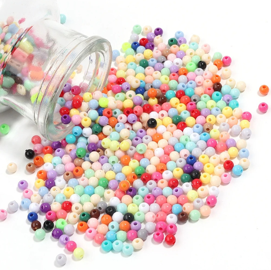 1000PCS 4mm Acrylic Spacer Beads Mini Round DIY Jewelry Making Craft