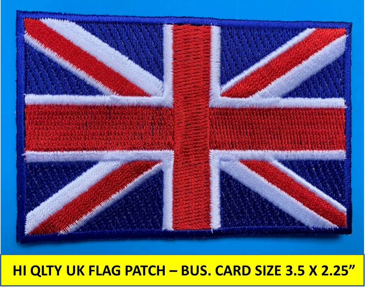 UNITED KINGDOM UK FLAG PATCH IRON-ON SEW-ON EMBROIDERED APPLIQUE (3½ x 2¼”)