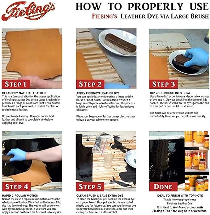 Fiebing’s Leather Dye with Applicator for Shoes Boots Bags – Mahogany 4.oz