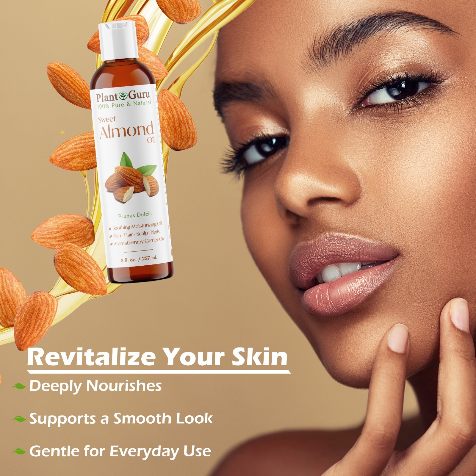 Sweet Almond Oil 100% Pure Natural Carrier For Skin, Face, Hair Growth & Massage