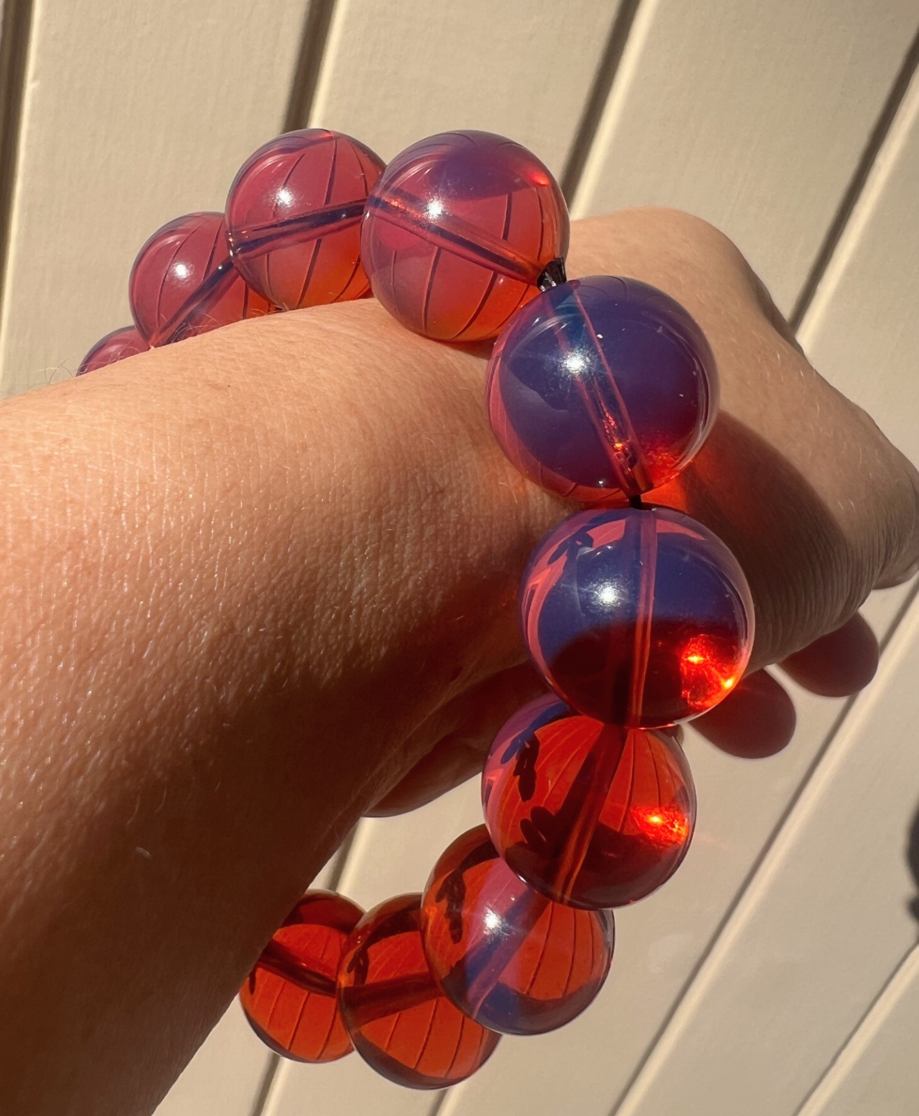 Natural Cherry Tea Amber Bracelet Green Film Crystal clear DIY Round Beads