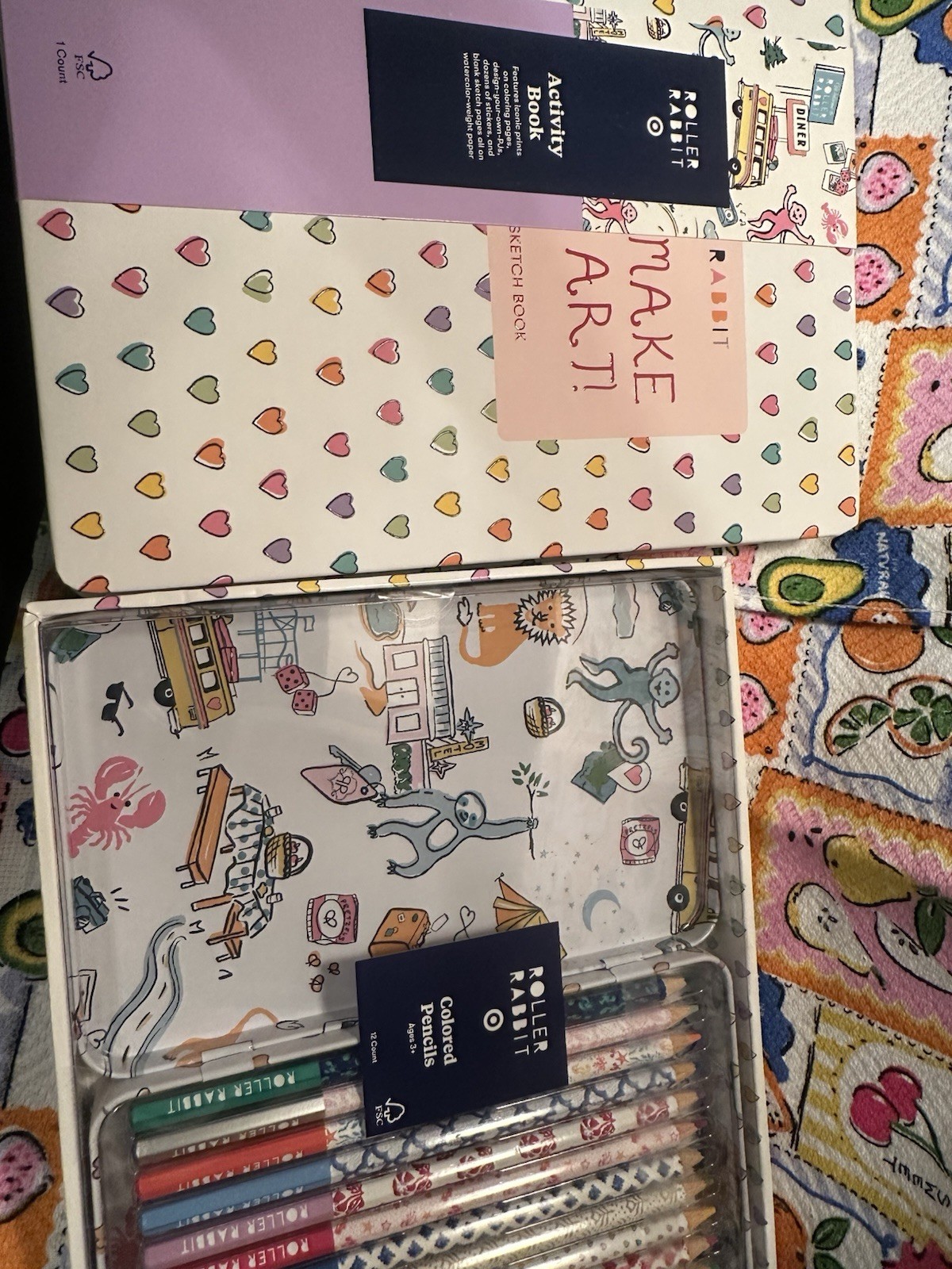 NEW❤️Roller Rabbit x Target🐒Coloring Activity Sketch Book, Pencils💕Stickers🥳