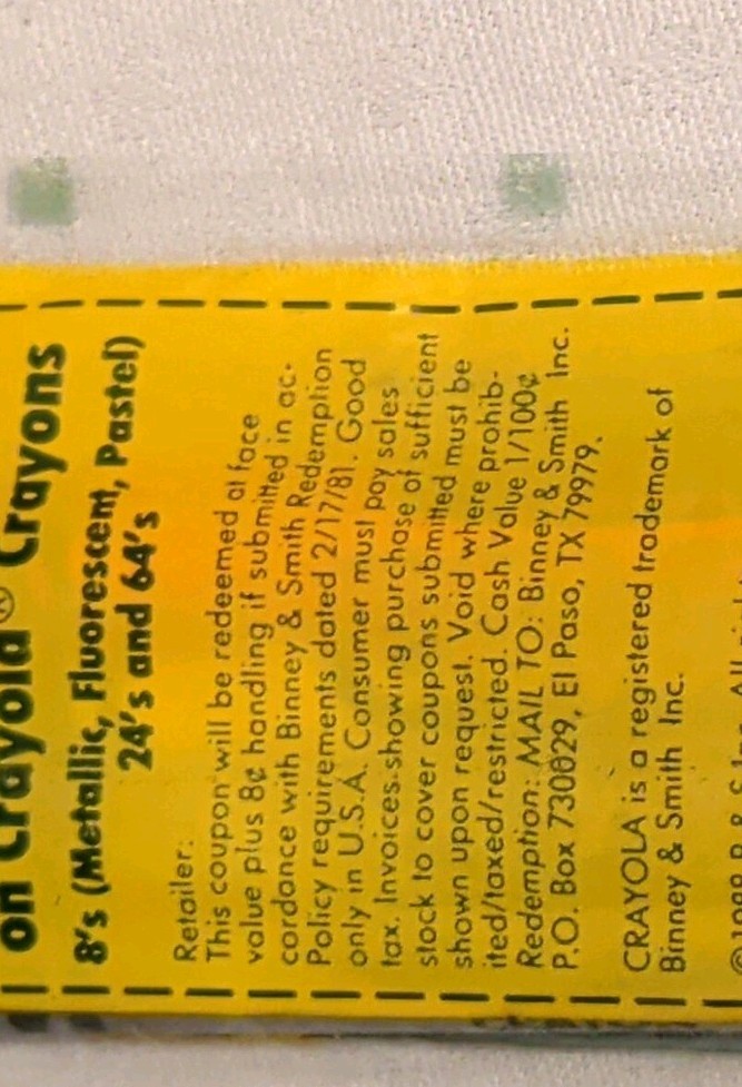 Vtg 1988 Crayola 4-Pack Crayons Sealed Promo Roll w/ Hot Magenta