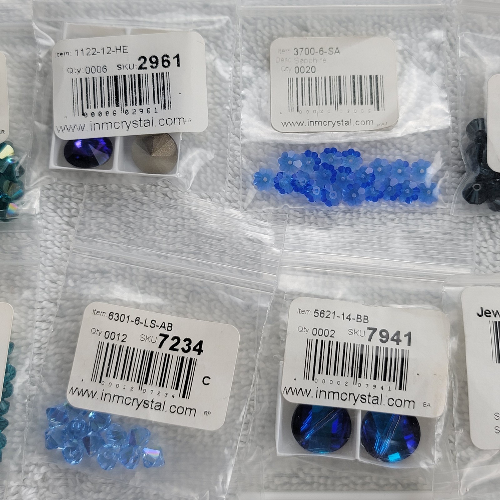Swarovski Crystal Bead Lot Blue Sapphire AB Bicone Cube/Mixed Qty 5301 5328 5601