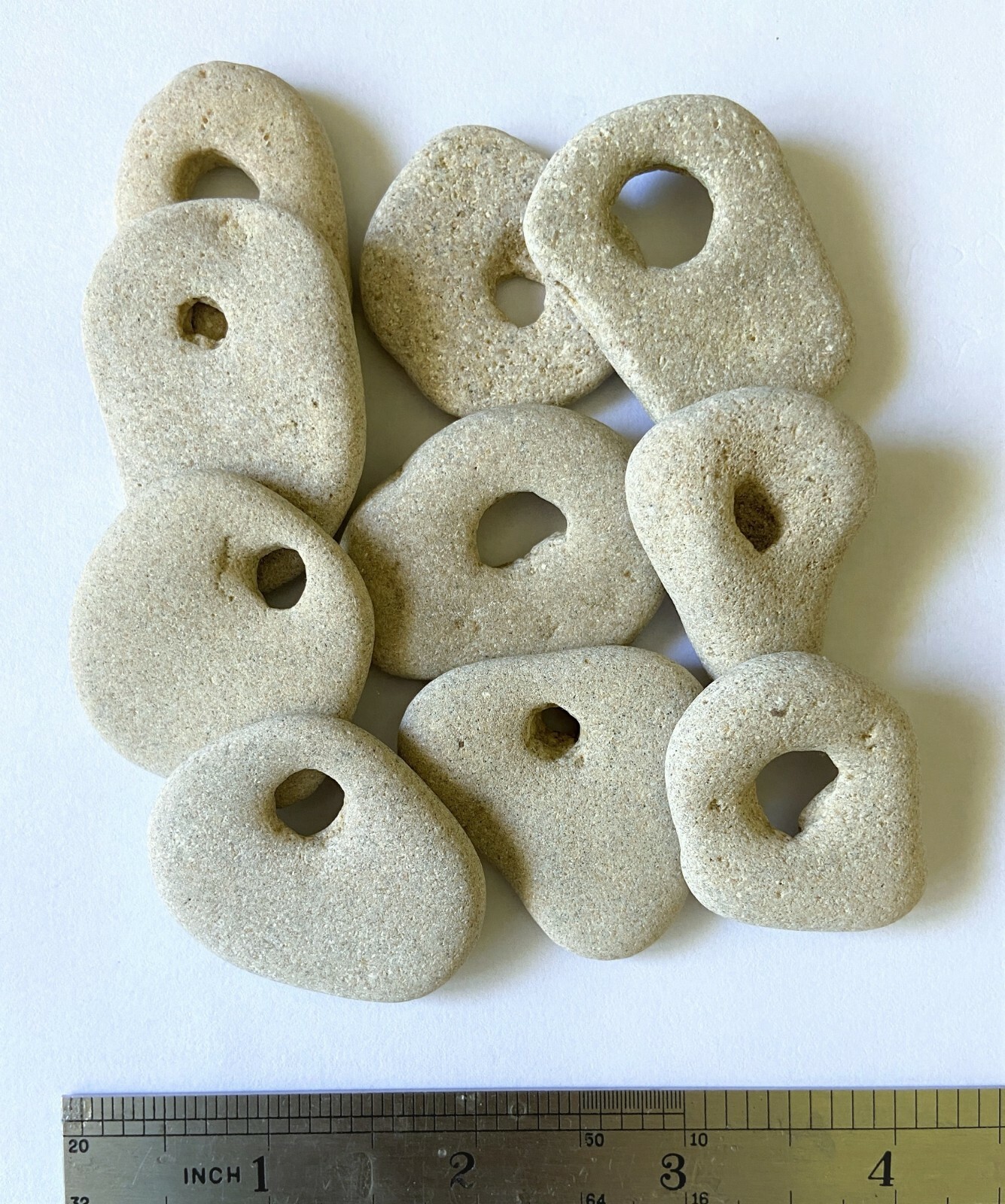 10 Big Natural Hag Stone Bulk Lot 2 In. Holed Raw Witch Wiccan Holey rocks, B2