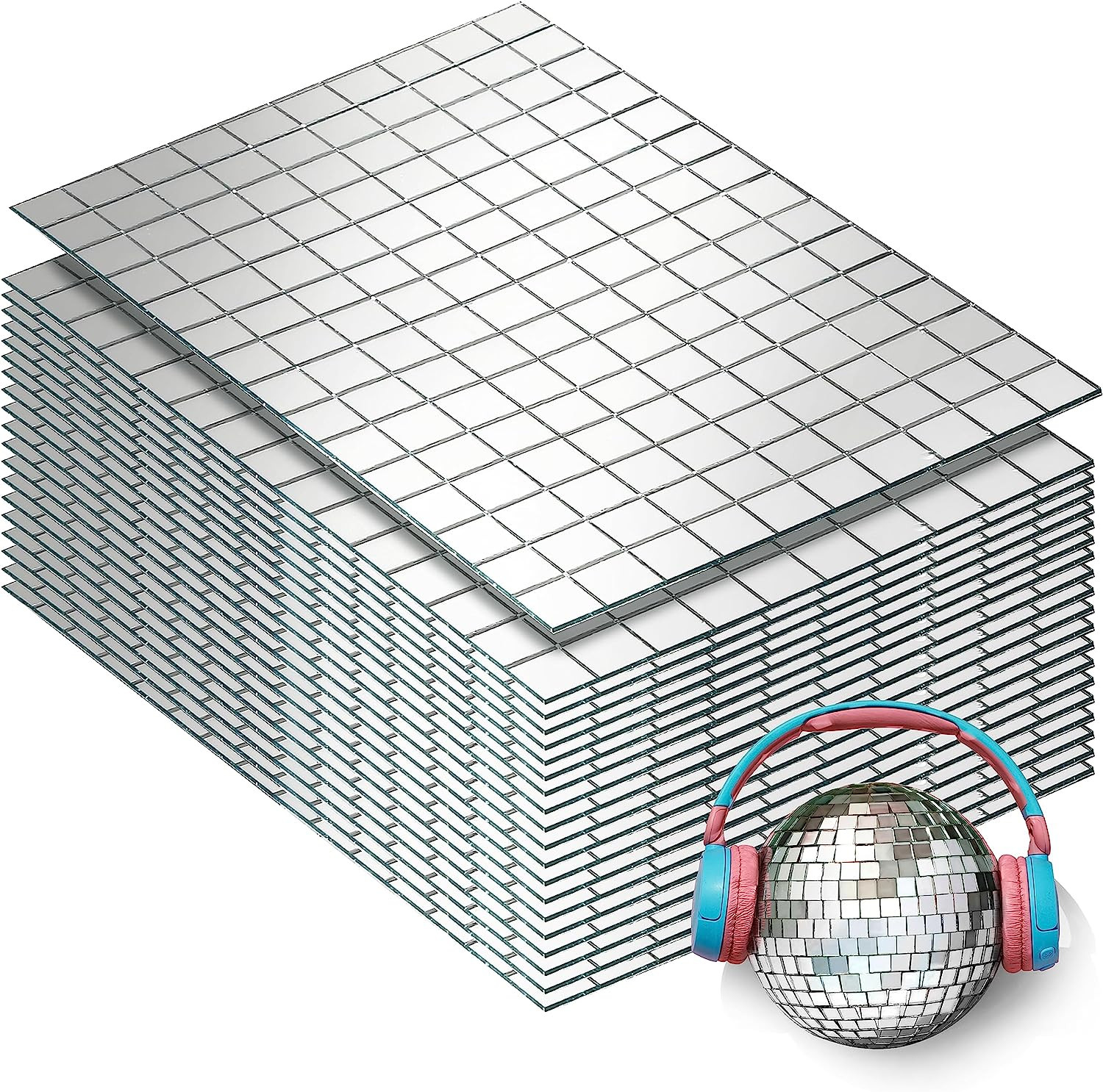 3000 PCS Mirror Tiles Self Adhesive, 10X10Mm Disco Tiles | for DIY