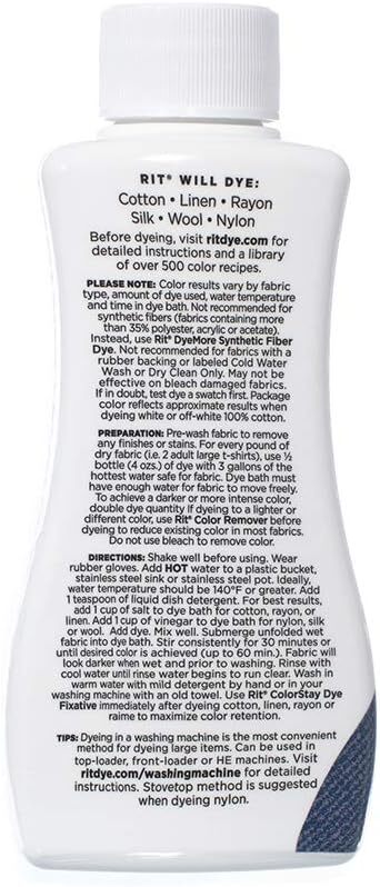 Rit Dye Liquid – Wide Selection of Colors – 8 Oz.