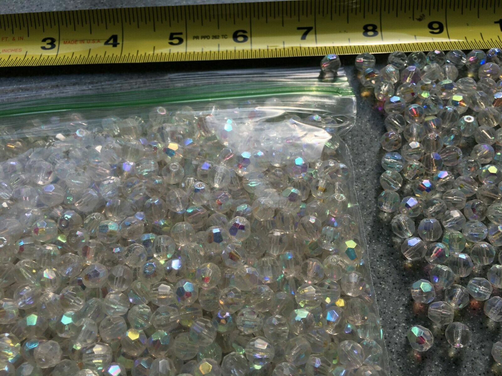 1000 Aurora Borealis 7MM Vintage Cut Glass Crystal Rosary, Jewelry Beads AB