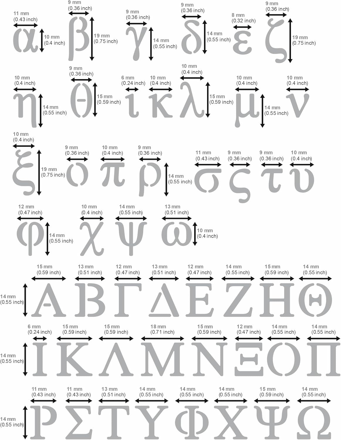 No.420 Metal Stencil, Greek Letter, Phi Sigma, Alpha, Letter Tracer