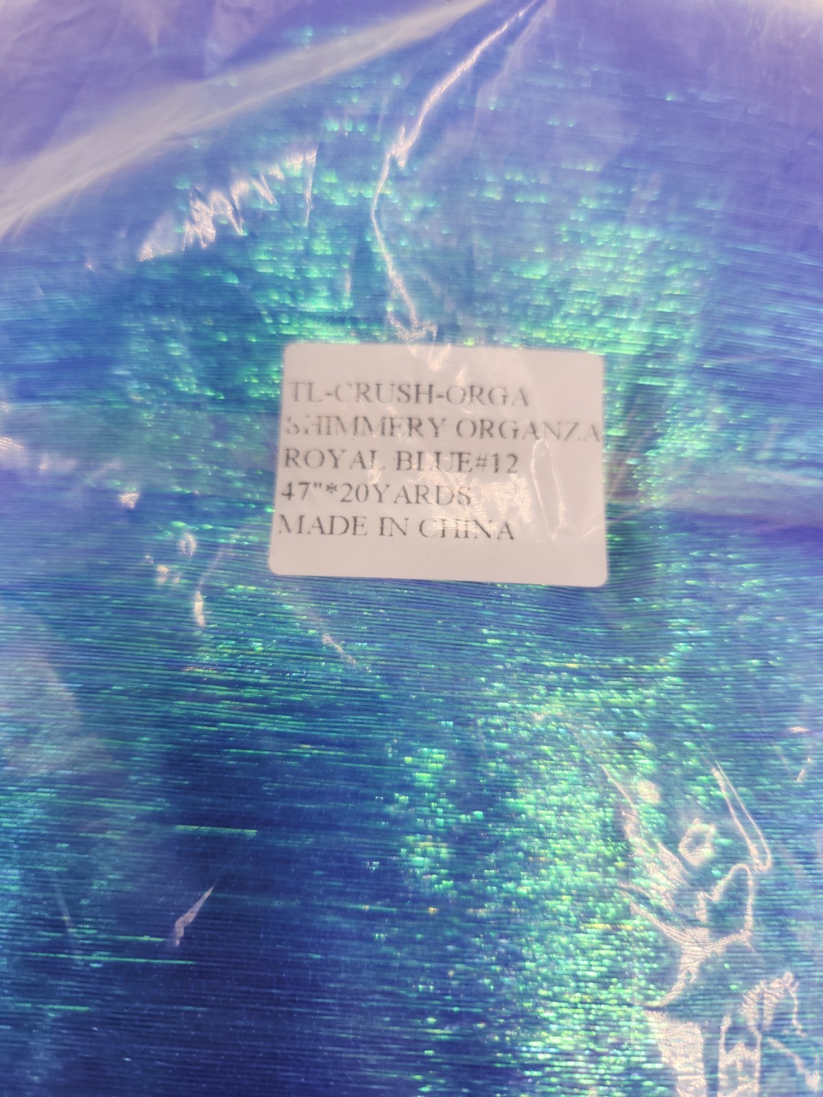 Iridescent Crush Shimmery Organza Royal Blue Fabric 47″ x 20Yd Lightweight Sheer