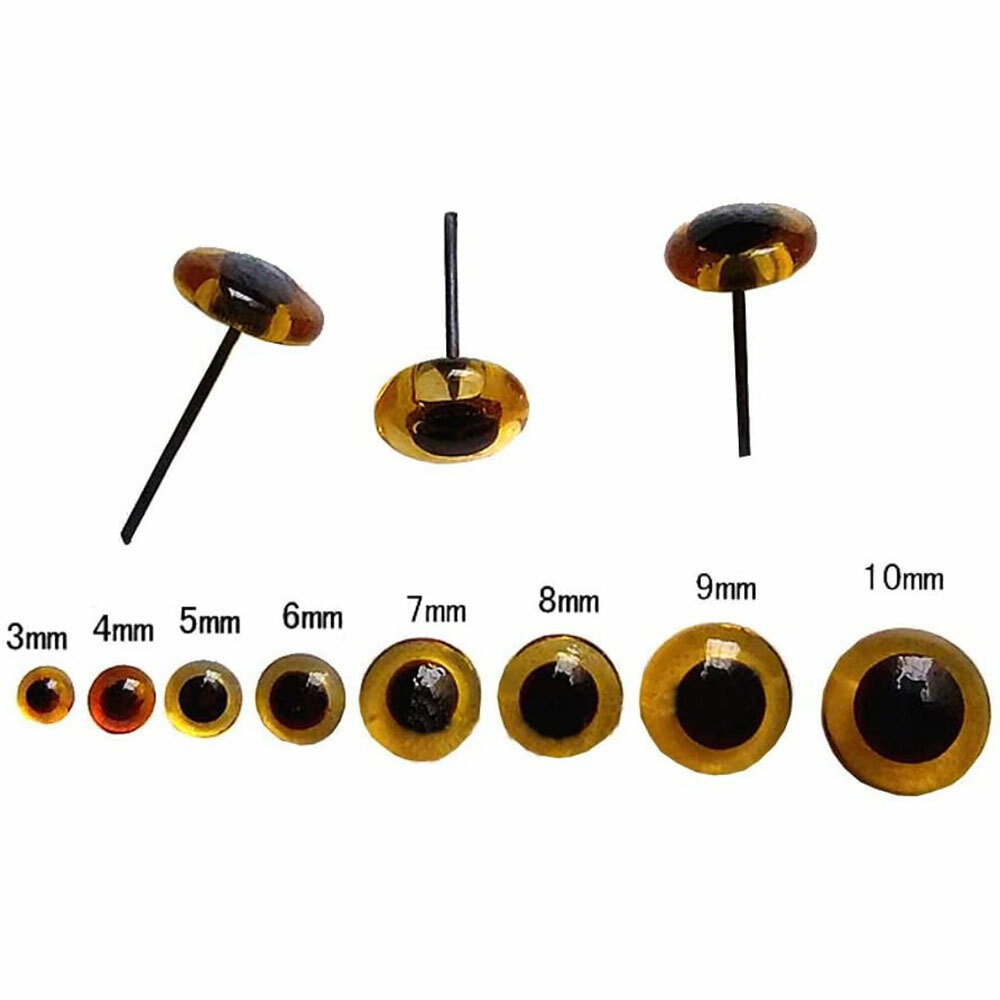Amber Glass Eyes For Needle Felting Bears Dolls Decoys Sewing w/Box 100Pcs