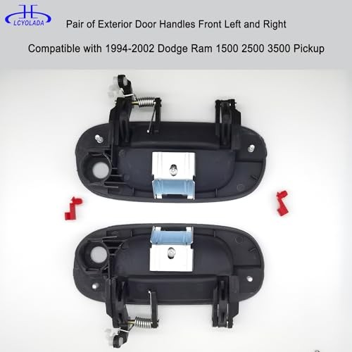 2Pcs Exterior Door Handles Compatible with 1994-2002 Dodge Ram 1500 2500 3500