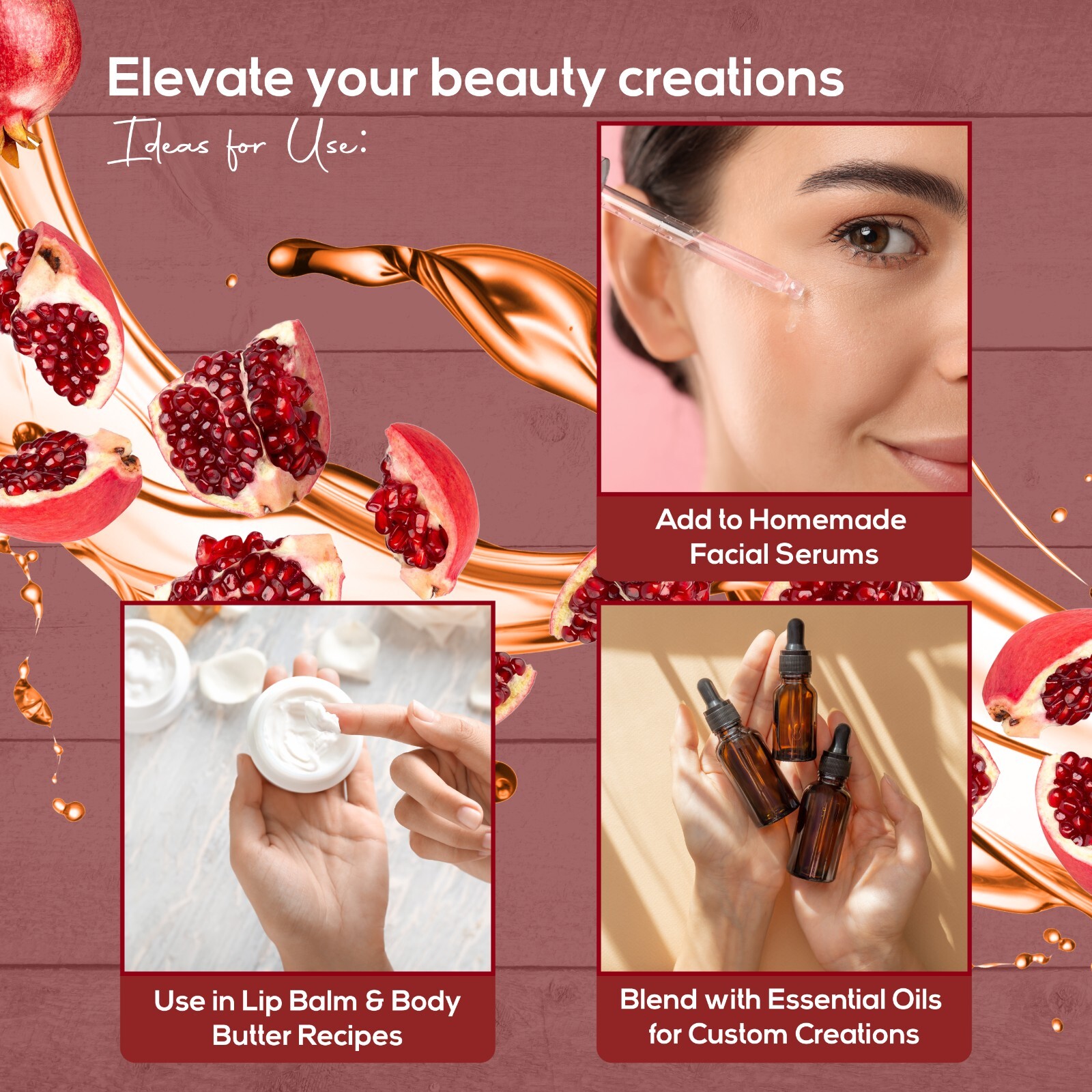 Pomegranate Seed Oil Unrefined 100% Pure Cold Pressed For Skin Face Hair