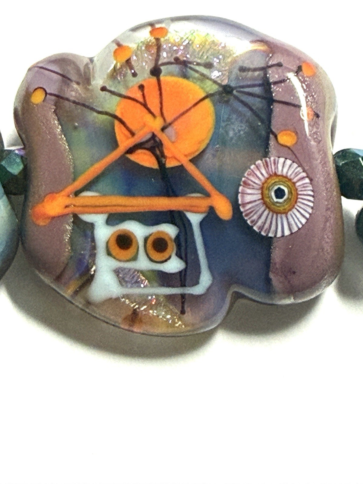 Manuela Wutschke Lampwork Bead Set 7pc Abstract Girl Face Focals – Archival NOS