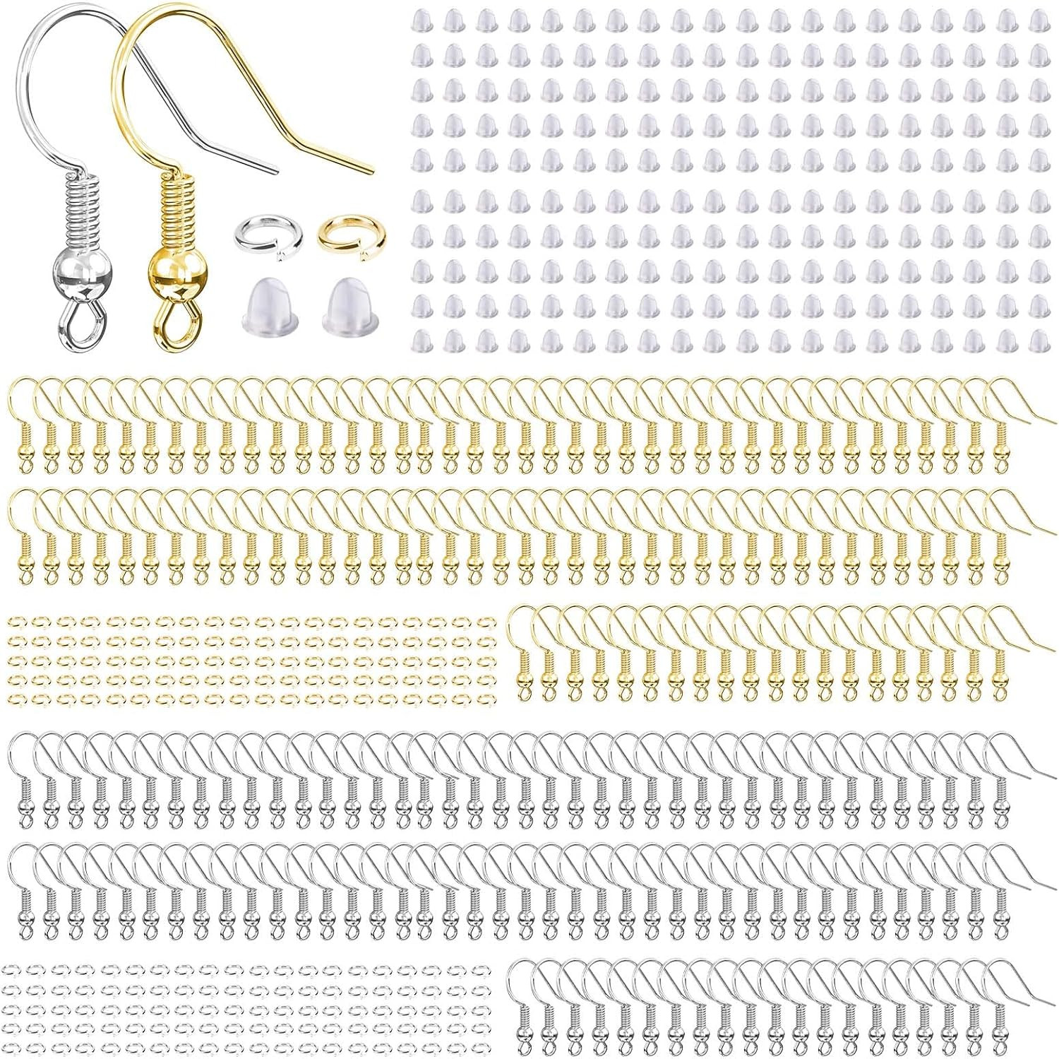 Hypoallergenic Earring Hooks, 600 Pcs Earring Making Supplies Kit with Earring