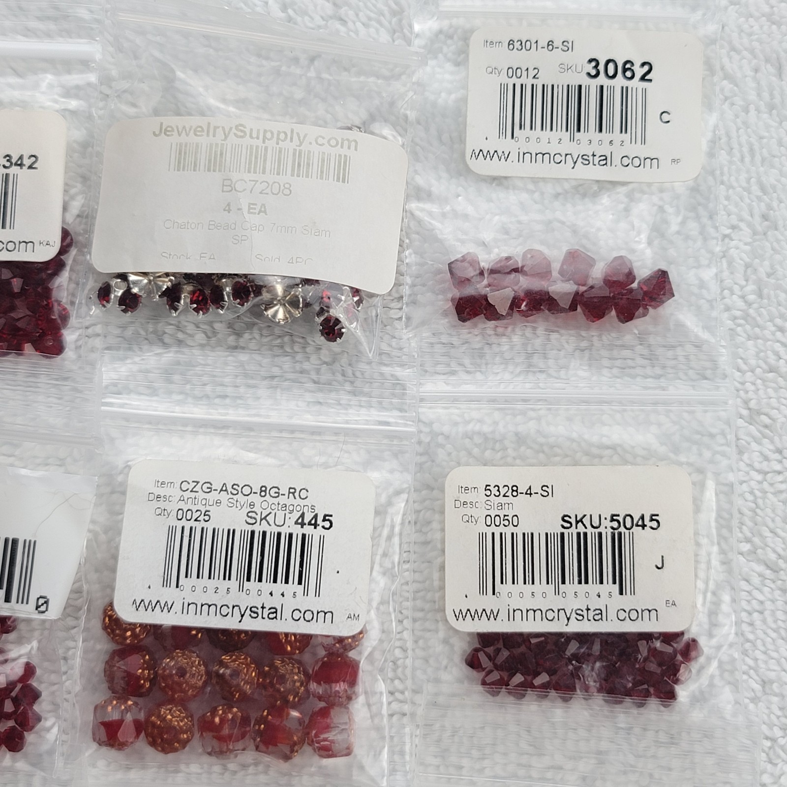 Swarovski Crystal Bead Lot Red Pink Siam AB Bicone Heart/Mixed Qty 5301 5328