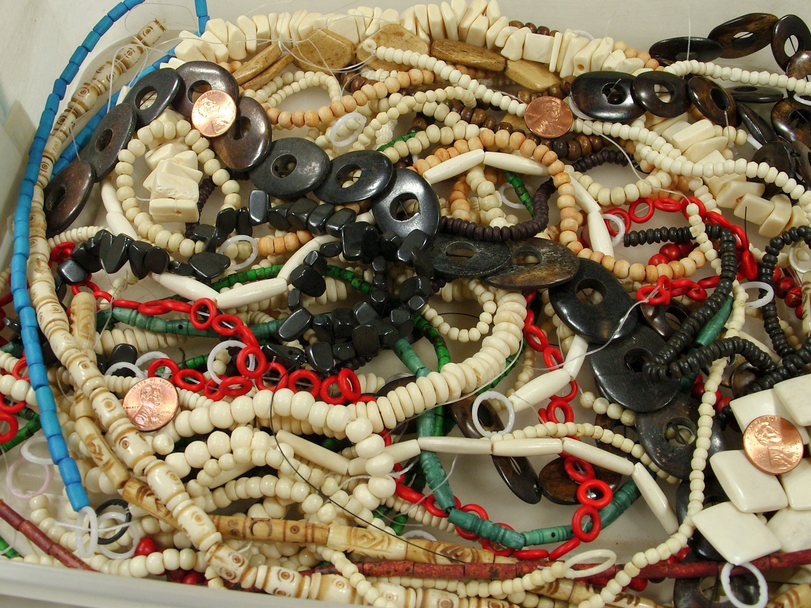 2 Pounds Assorted Shapes and Sizes India Water Buffalo Bone Beads Bulk (KRD-3) ⭐