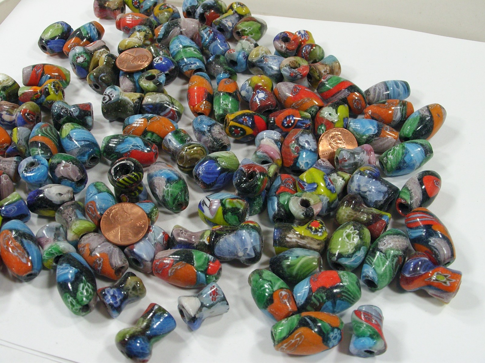 2 Pounds Assorted Shapes and Sizes India Handmade Multicolor Glass Bead (D-11) ⭐