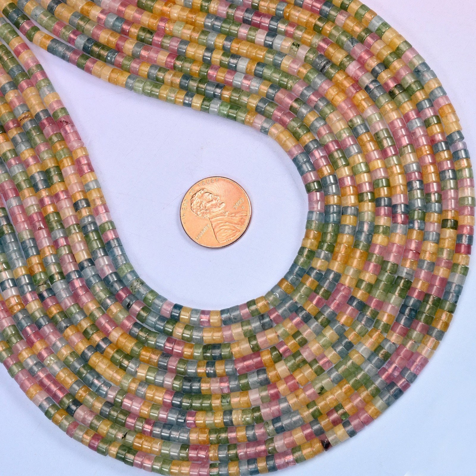 Multicolor Fluorite Smooth Heishi Disc Beads: Jewelry Making Supply
