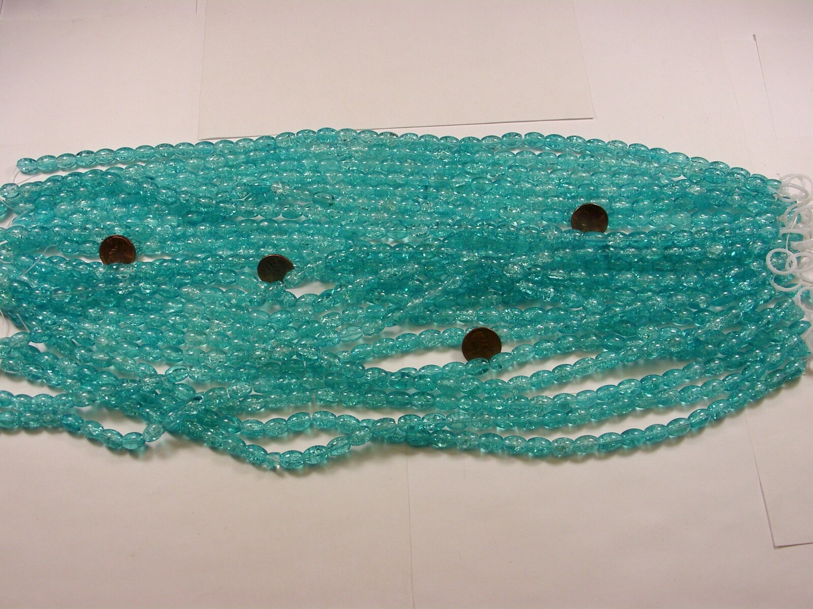20 Strands 15″ Light Blue Oval Crackle Glass Beads Wholesale Bulk Lot 8mm x 11mm