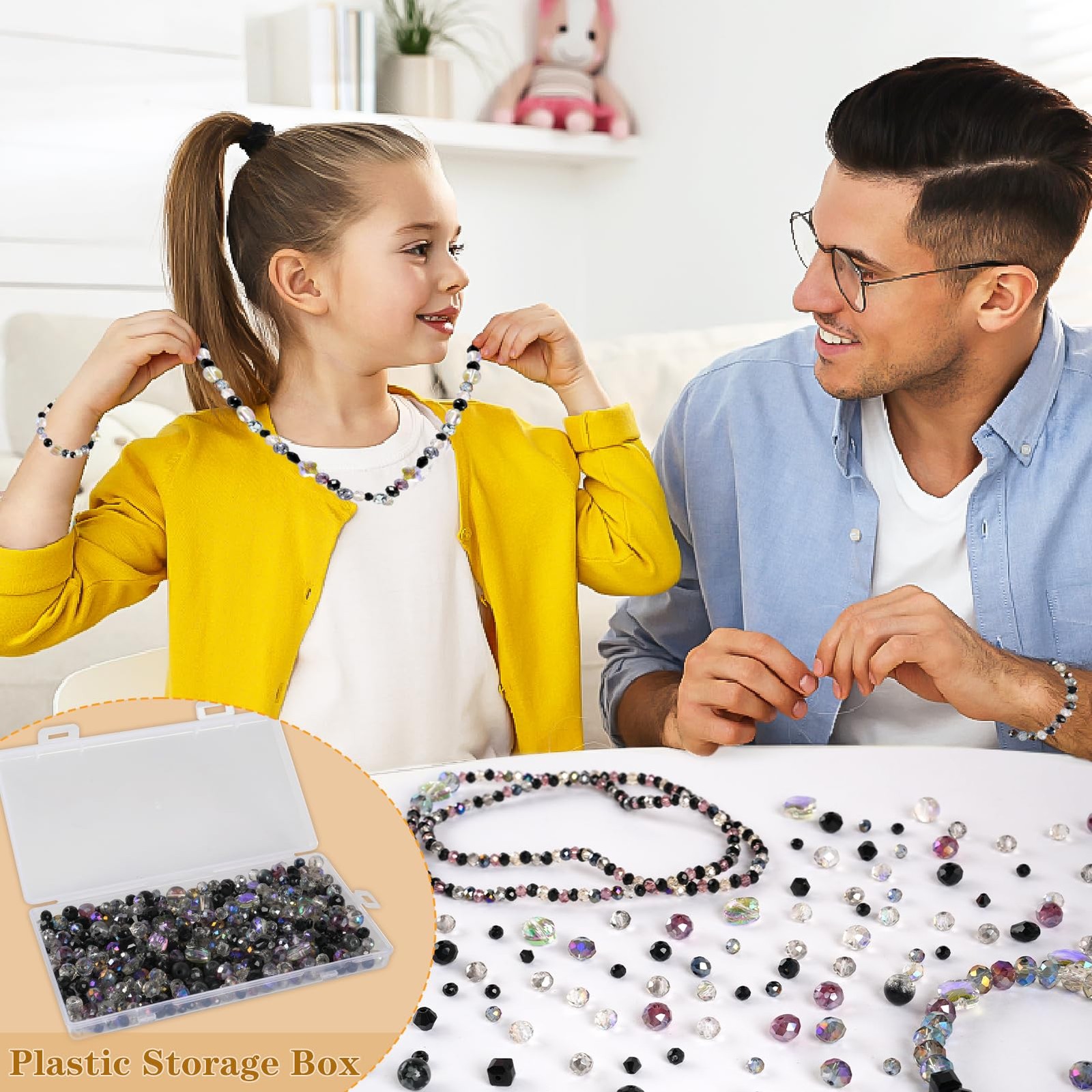 636pcs Glass Beads for Jewelry Making – Black Craft Crystal Beads with Loose …