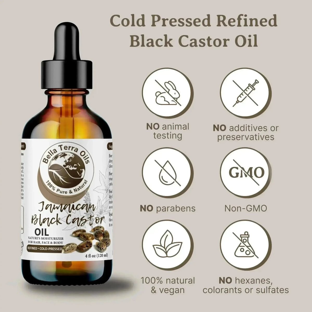 Black Castor Oil: Pure, Cold-Pressed, Ideal for Hair and Scalp Health