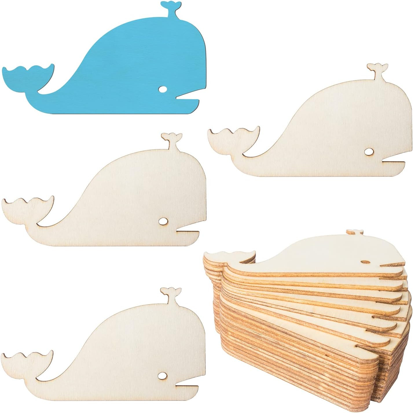 Unfinished Whale Shaped Wood Tag Wood Cutout Blank Wood Slices Wooden Present Ta