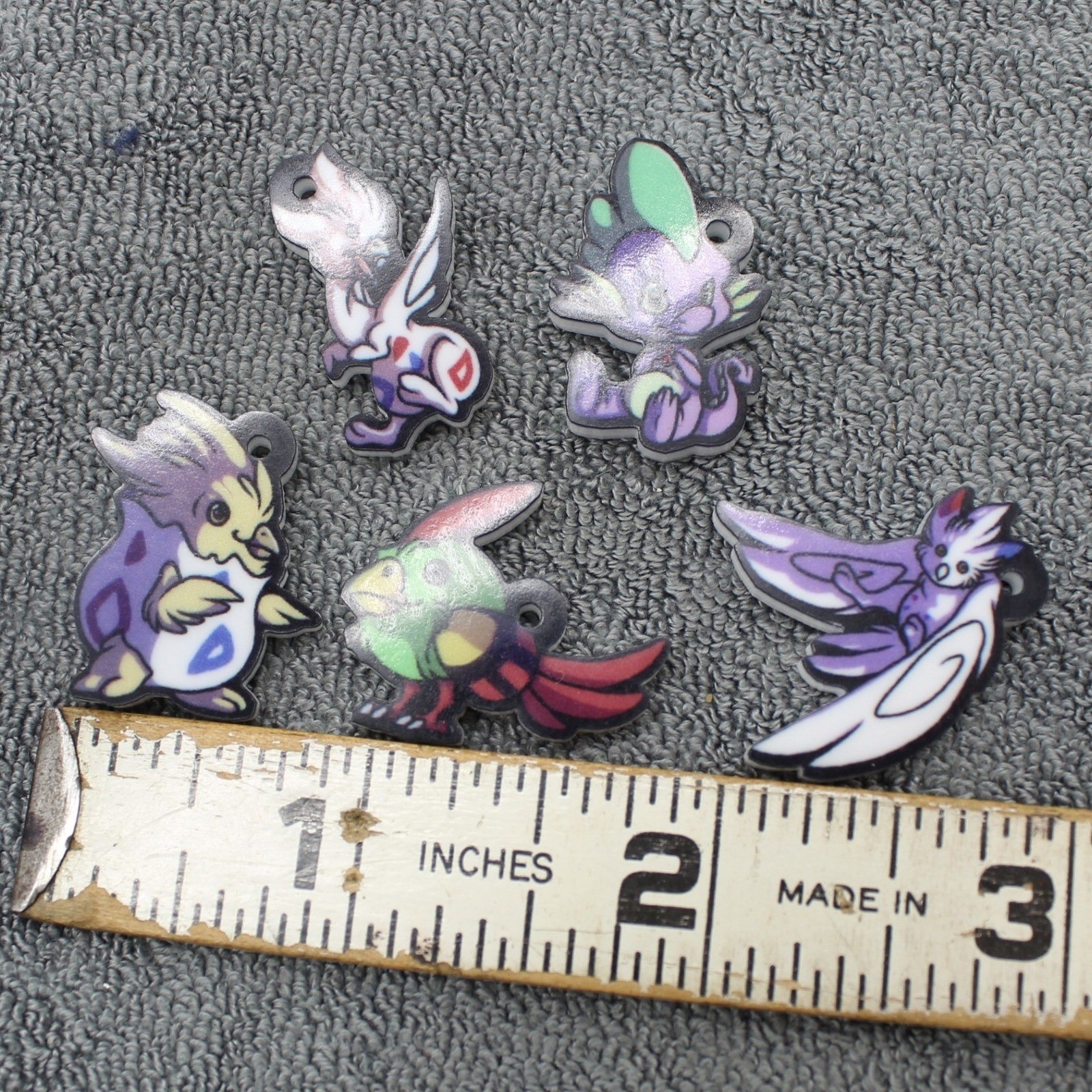 Unbranded Acrylic Monster Charms Unisex Purple Green Good Fantasy Set of 5 Craft