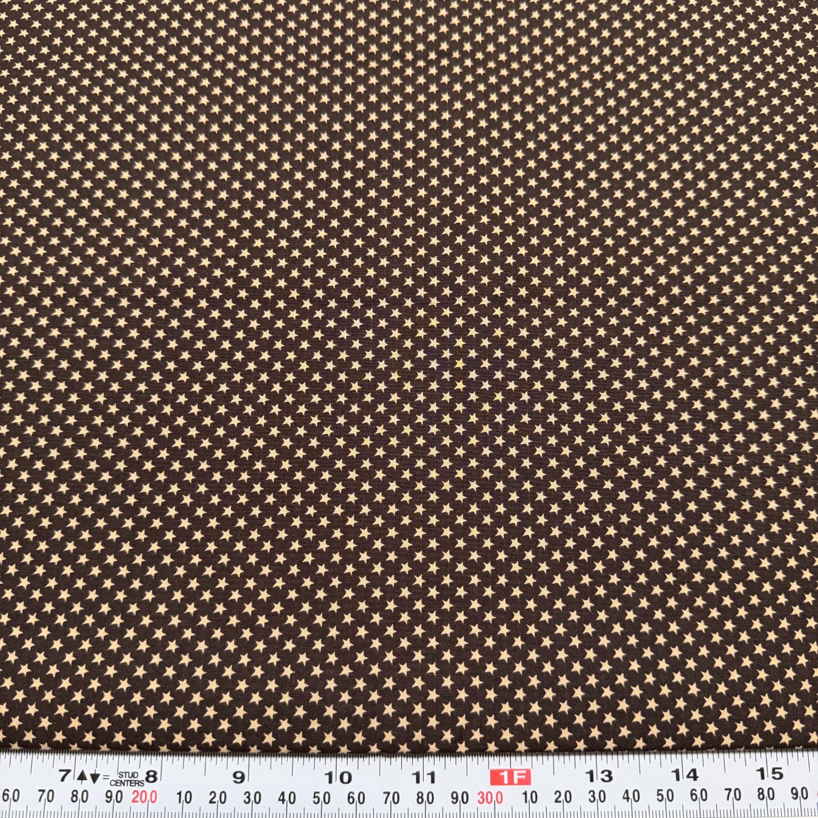 Tan Stars on Brown Unbranded Cotton Fabric by the HALF YARD 18″ x 44″