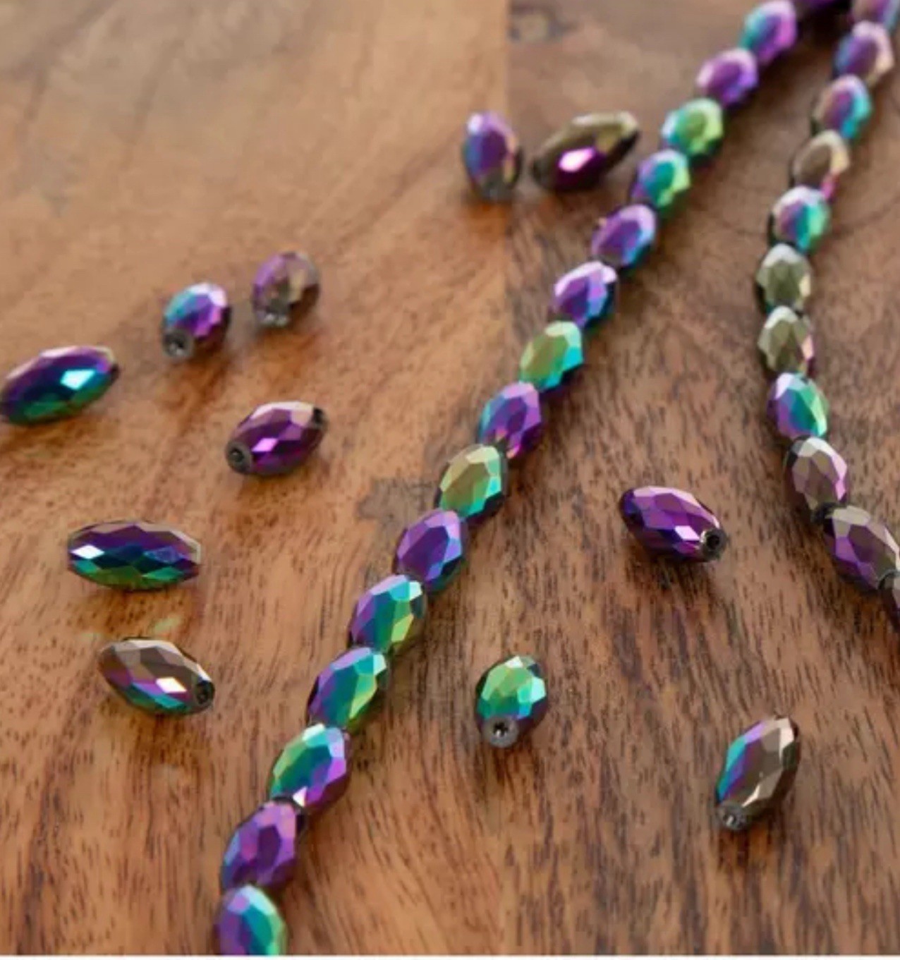 Color Gallery by Bead Treasures Purple & Green AB Plated Glass Beads
