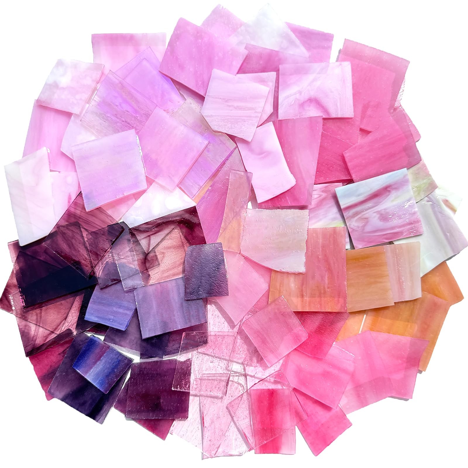 2.2Lb Pink Stained Glass Scraps Irregular Stained Glass Sheets for Crafts Mosaic