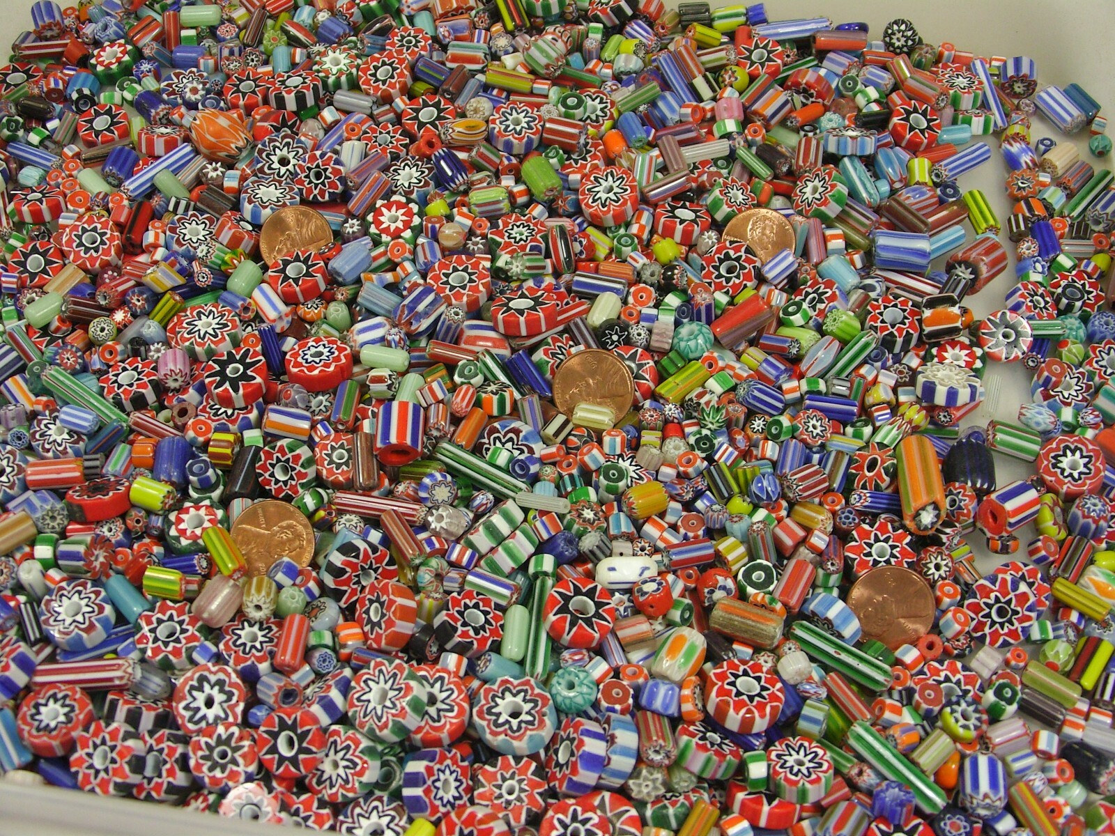 2 Pounds Assorted Shapes & Sizes India Handmade Chevron Glass Beads Lot (KK-87)
