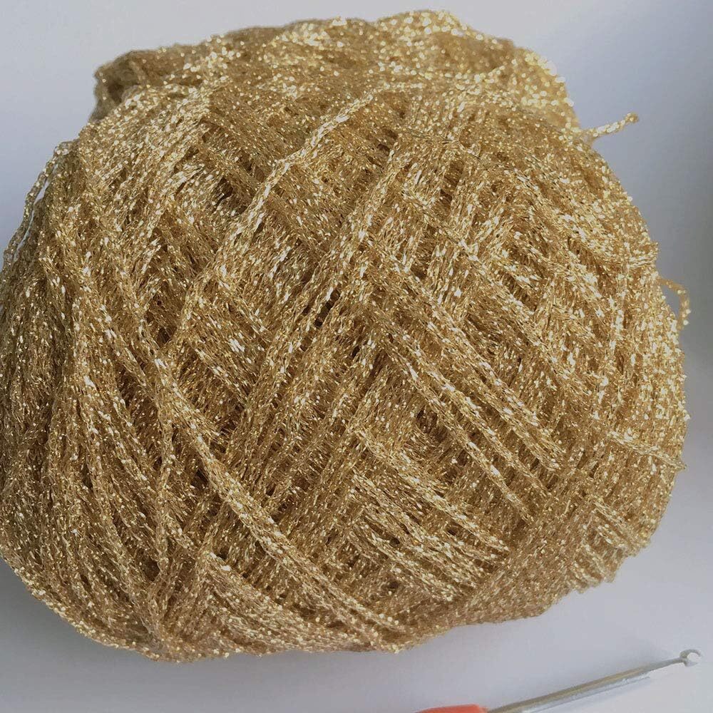 Hilo Brillante de Lurex Dorado 860Yd 3.52Oz Hilo Brillo Metalico Tejer y Crochet