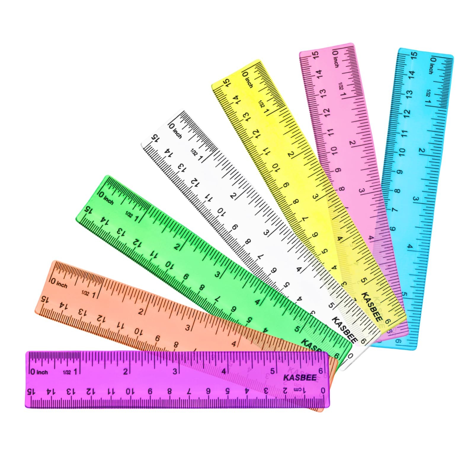 6 Inch Rulers, Colored Clear Centimeters 6 Inches, assorted colors