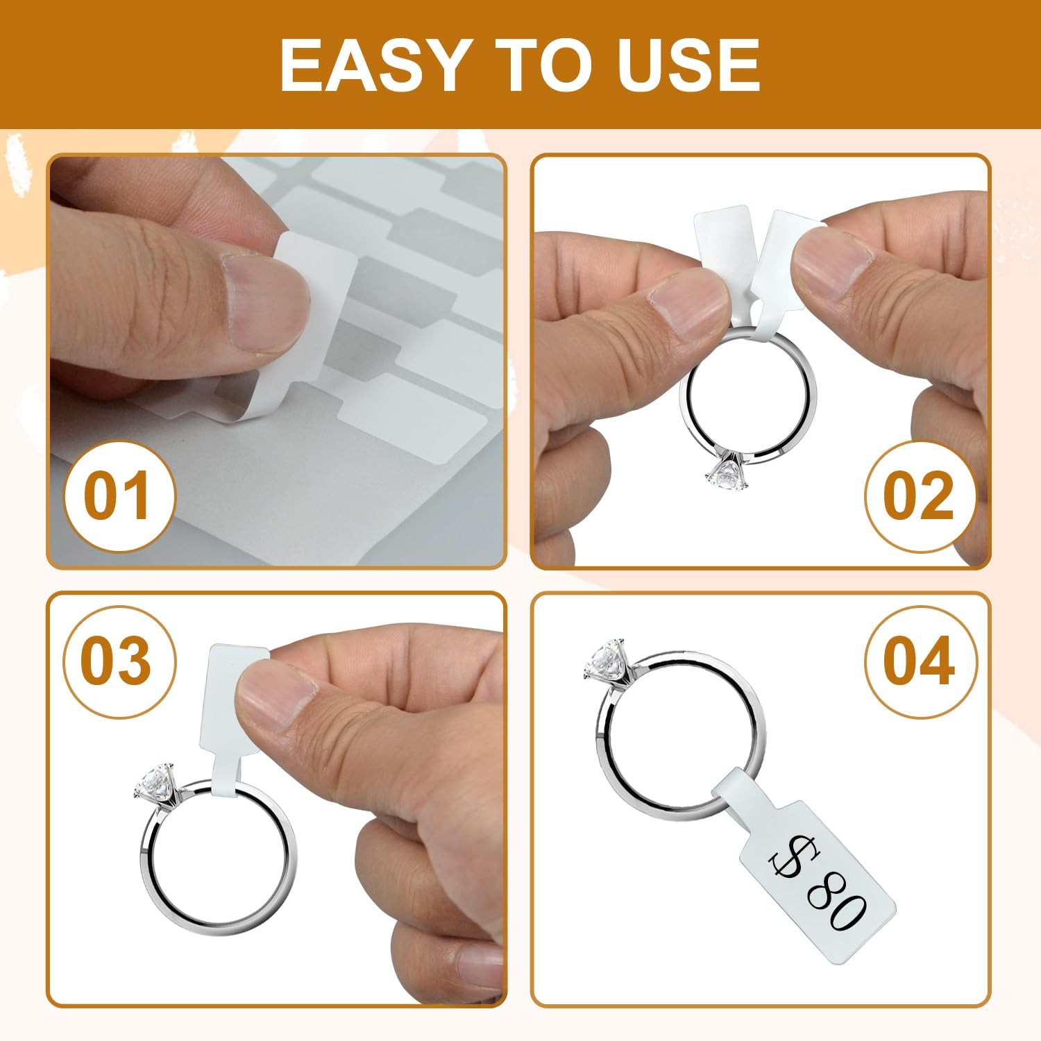 400 Pack Price Tags, Self-Adhesive Jewelry Blank Sticker White