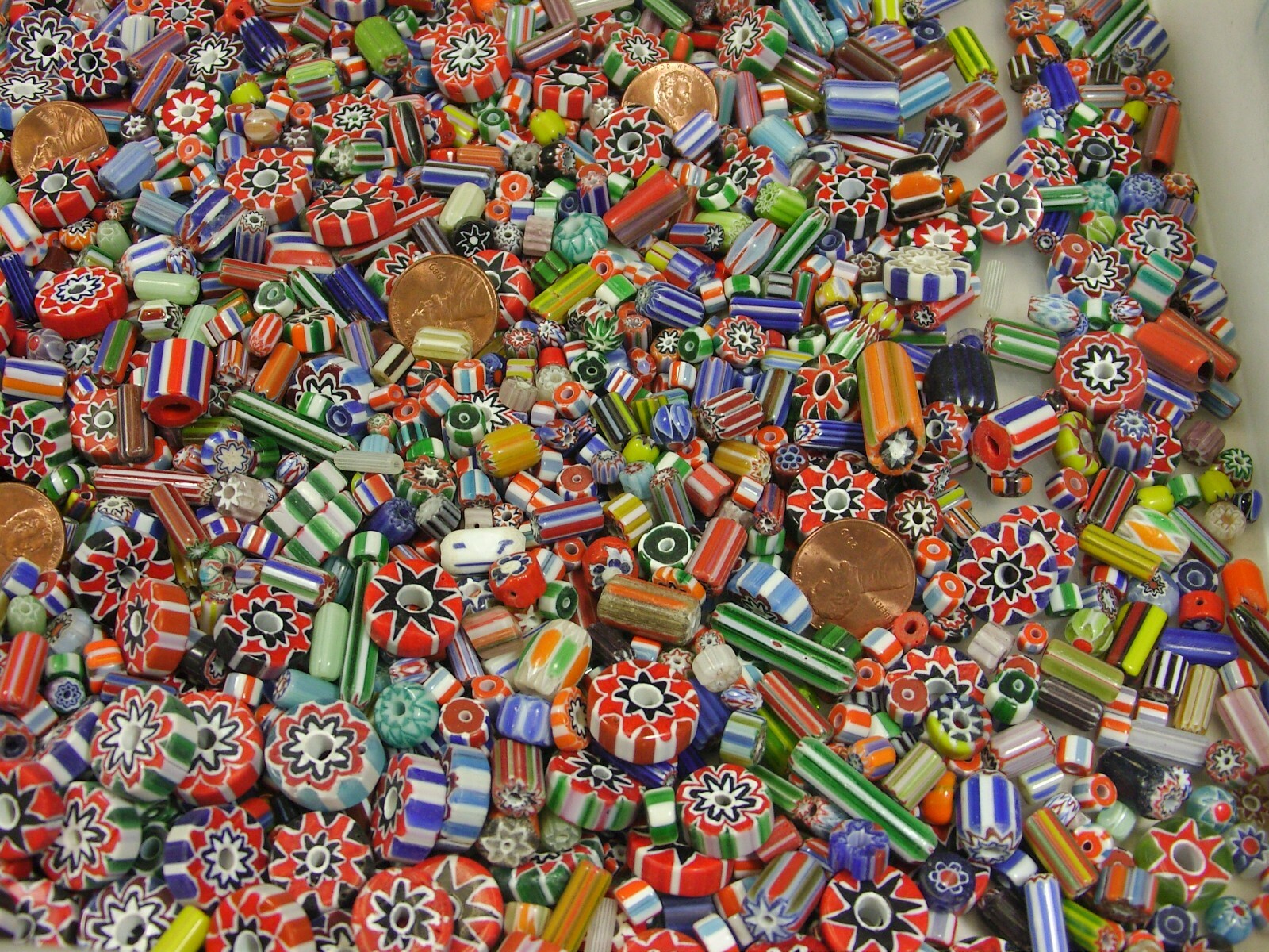 2 Pounds Assorted Shapes & Sizes India Handmade Chevron Glass Beads Lot (KK-87)